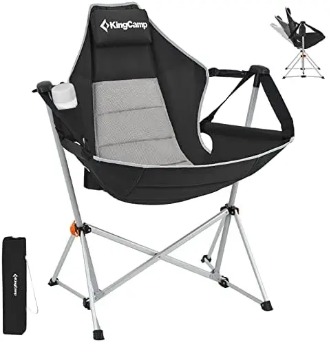 

Camping Chair Swinging Rocking Chair for Adults Lawn Beach Camp Outside Portable Folding Chair Hold Up to 264lbs with Adjustable