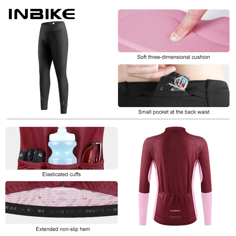 Женский велокостюм с длинным рукавом молнией и карманами