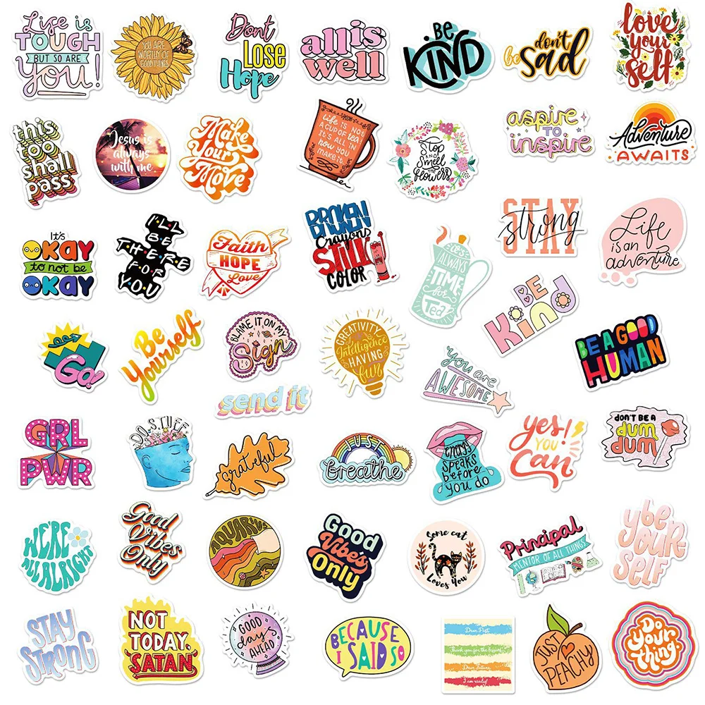 103050100pcs cute motivational phrases sticker inspirational life quotes stickers laptop scrapbooking office graffiti decals free global shipping
