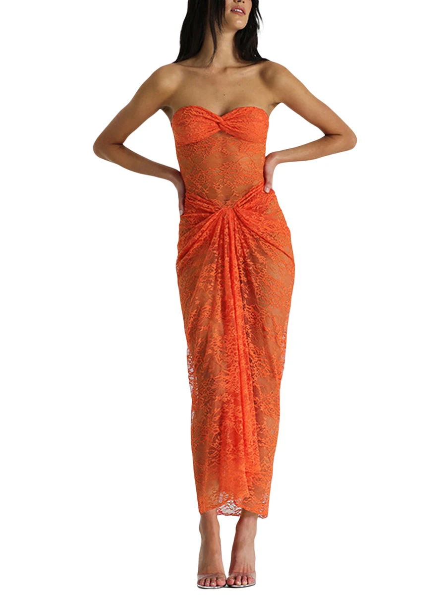 

CHQCDarlys женское Сетчатое платье-футляр с открытыми плечами без бретелек с открытой спиной кружевное цветочное переплетенное пляжное платье миди
