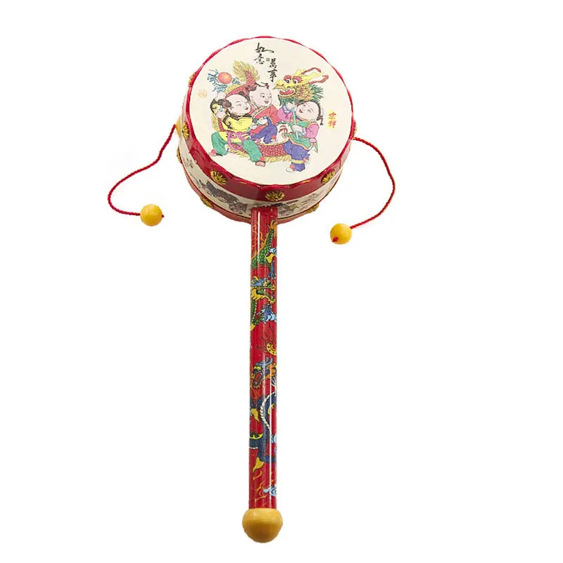 

19CM Drum-Shaped Rattle for Beginners Random Color Children Gifts Mini Portable Tambourine Performance Orff Musical Instruments