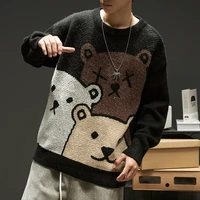fashion cartoon bear sweater mens winter mens womens long sleeved knitted pullover sweater oversized 2021 new coat