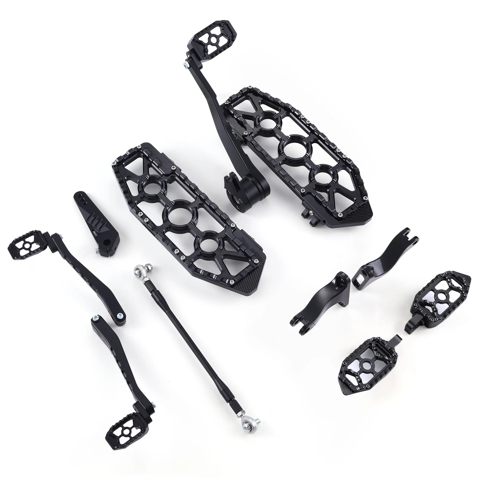 

Черные прочные напольные доски для пассажиров водителя для Harley Road Glide Fltr Special FLHRXS Shift + тормозные рычаги Touring 2014-up