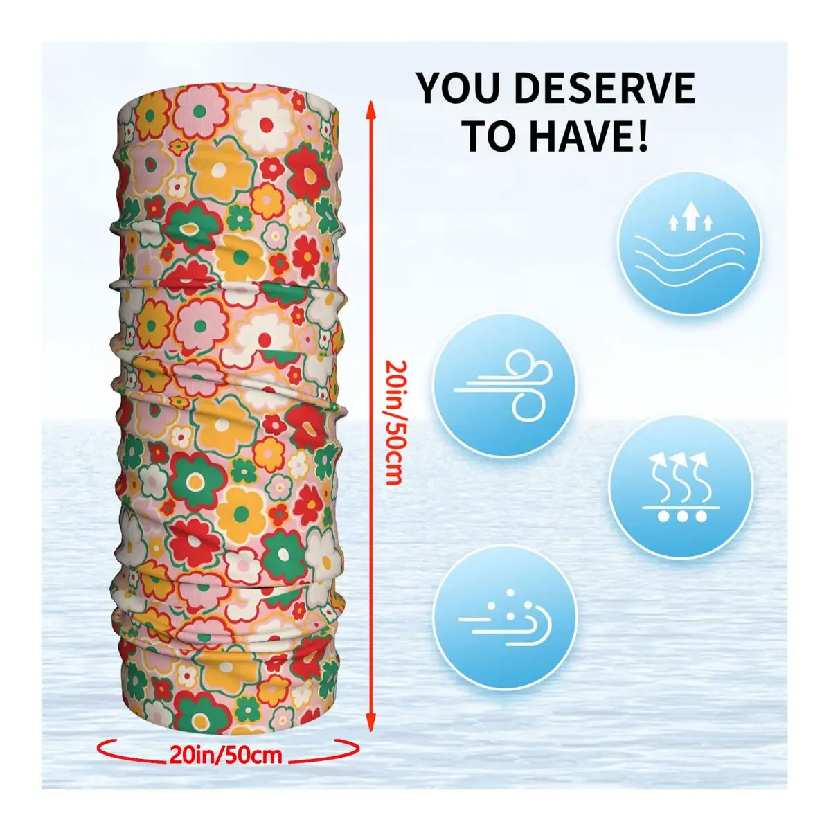 Бандана с цветочным узором красного зеленого и розового цветов воротник белый