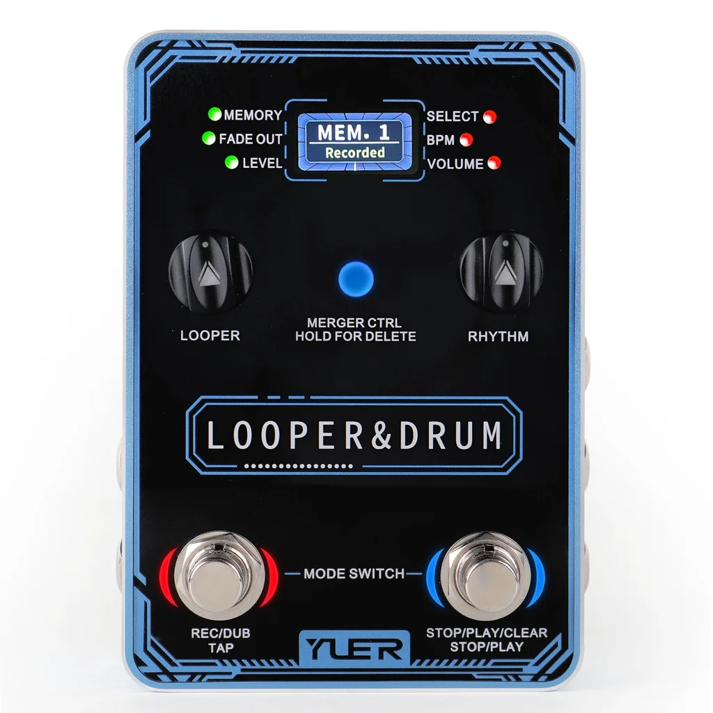 Фото Барабан Yuer Looper, педаль эффектов для гитары, петли для фразы, барабанная машина, 40 хранений, 100 барабанных ритмов, 10 метронов, аксессуары для гитары и баса №4