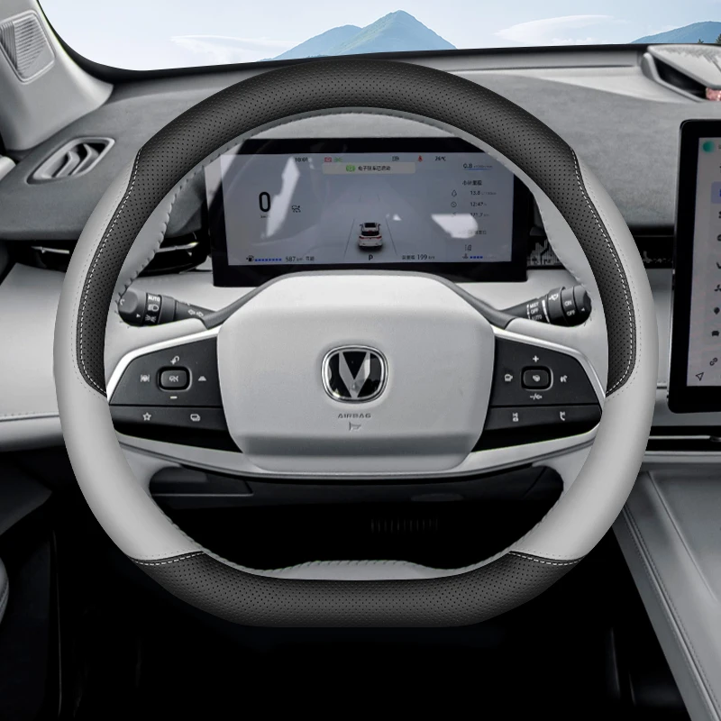Фото Кожаный чехол на руль автомобиля для Changan UNI-T UNI-Z UNI T Z X7 CS75 Plus 2024 2025 2026, аксессуары №2