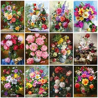 diamond painting flowers full square drill embroidery vase painting rhinestone mosaic picture cross stitch kit home decor