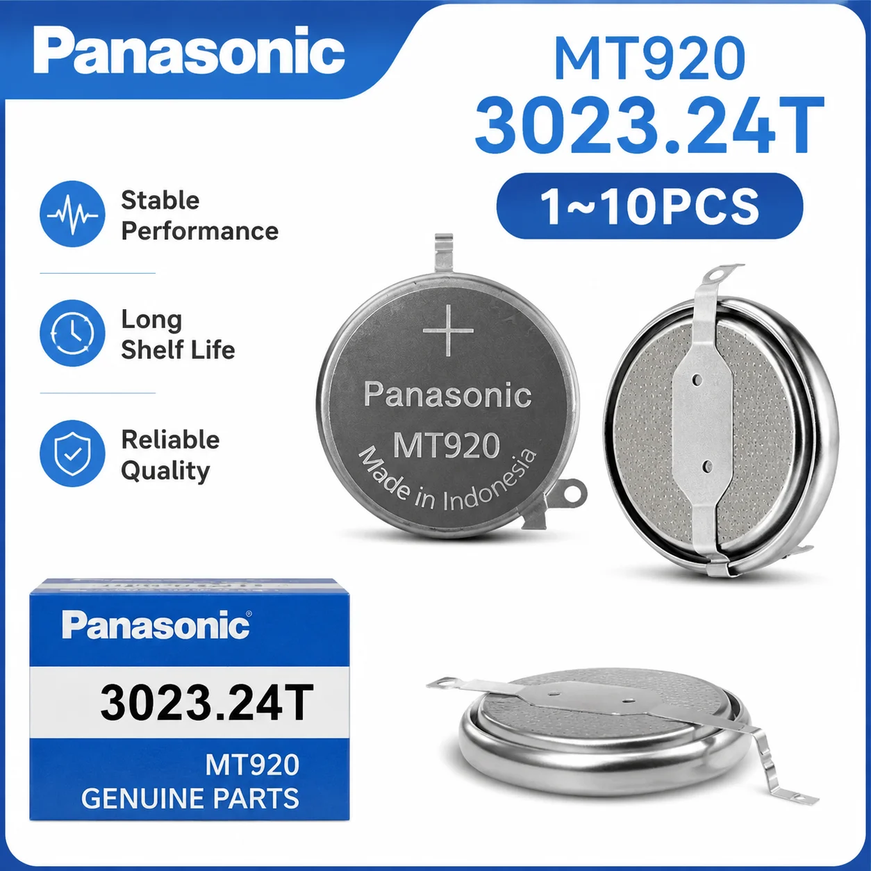 Фото Оригинальная перезаряжаемая батарея Panasonic 3023-24T MT920 с маркировкой 3023.24T MT-920 3023 24T 302324T для часов Seiko Kinetic 3023-44Z №1