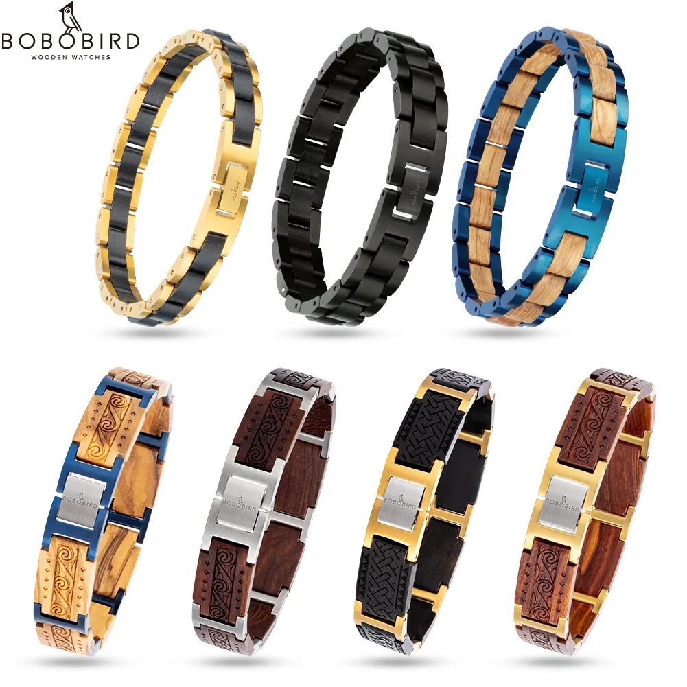 Деревянный мужской браслет из нержавеющей стали, мужские браслеты с подвесками, женский браслет из искусственной птицы