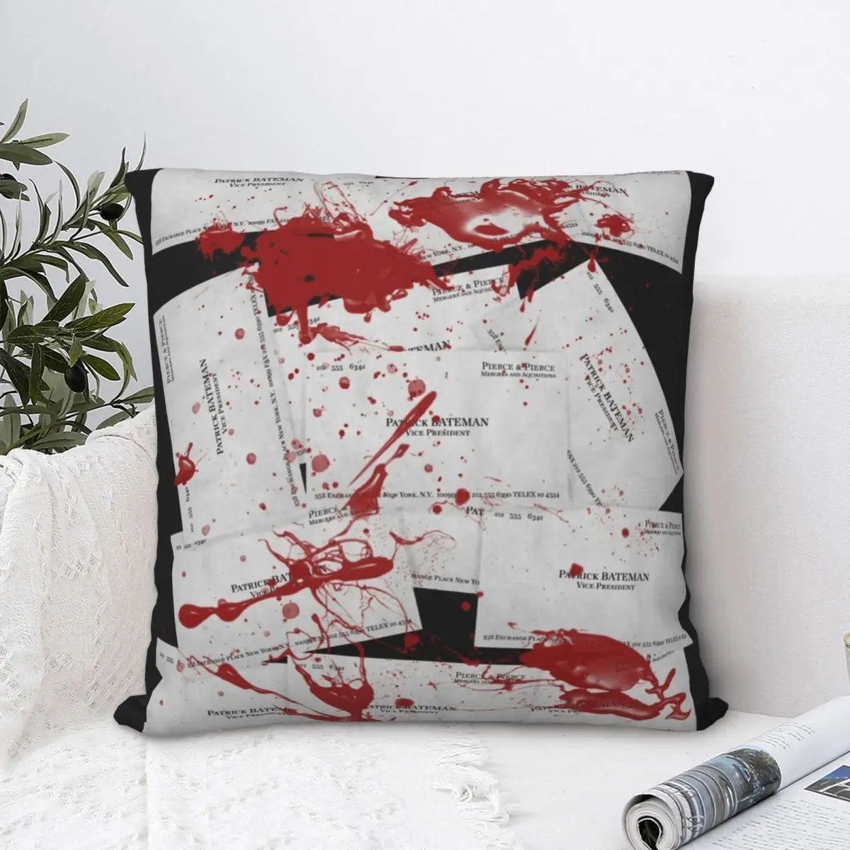 

Patrick Bateman Square Pillowcase Polyester Pillow Cover Velvet Cushion Zip Decorative Comfort Throw Pillow for home Car