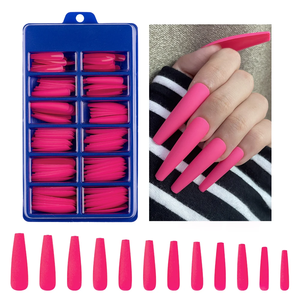 

120pcs New Xxl Matte Long Ballerina Colorful False Nails Black French Full Cover Acrylic Press on Nails Coffin Shape DIY Nails