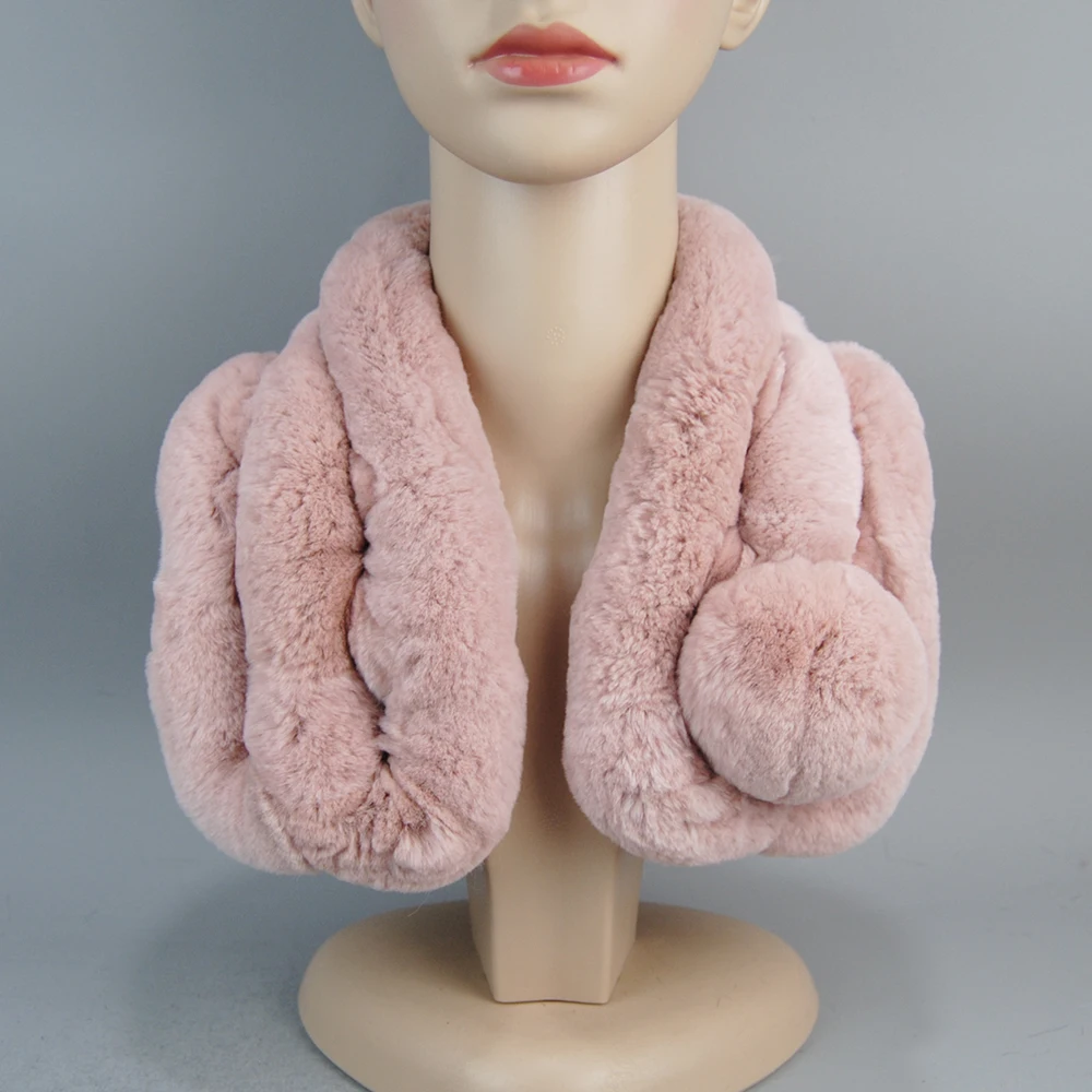 Новый зимний шарф с кольцом из натурального меха кролика рекс женские теплые