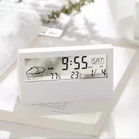 electric lcd desk alarm clock calendar digital temperature humidity clock creative weather display luminous small alarm clock