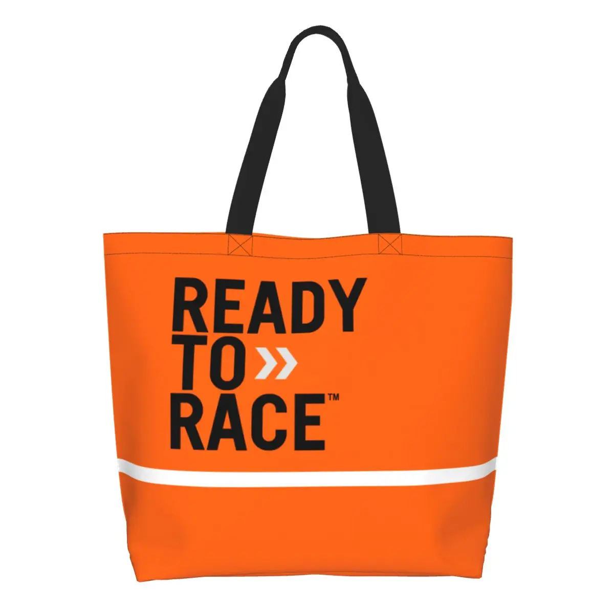 

Ready To Race Logo Grocery Shopping Bags Print Canvas Shopper Tote Shoulder Bags Big Capacity Portable Racing Sport Handbag