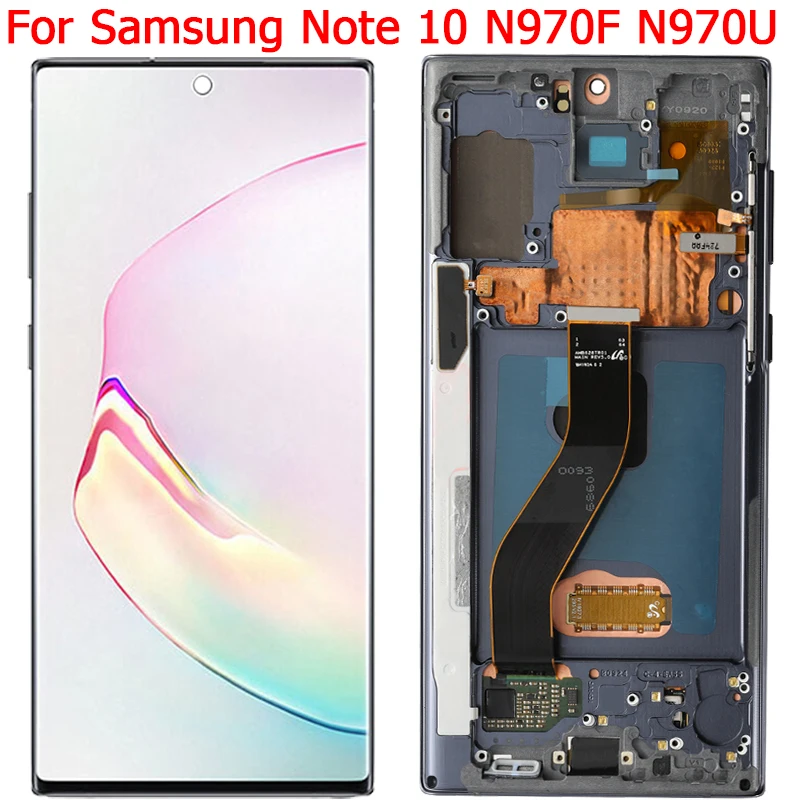 

Оригинальный ЖК-дисплей N970F для Samsung Galaxy Note 10, ЖК-экран с рамкой 6,3 дюйма, Samsung Note10 N970A N970U, ЖК-сенсорный экран