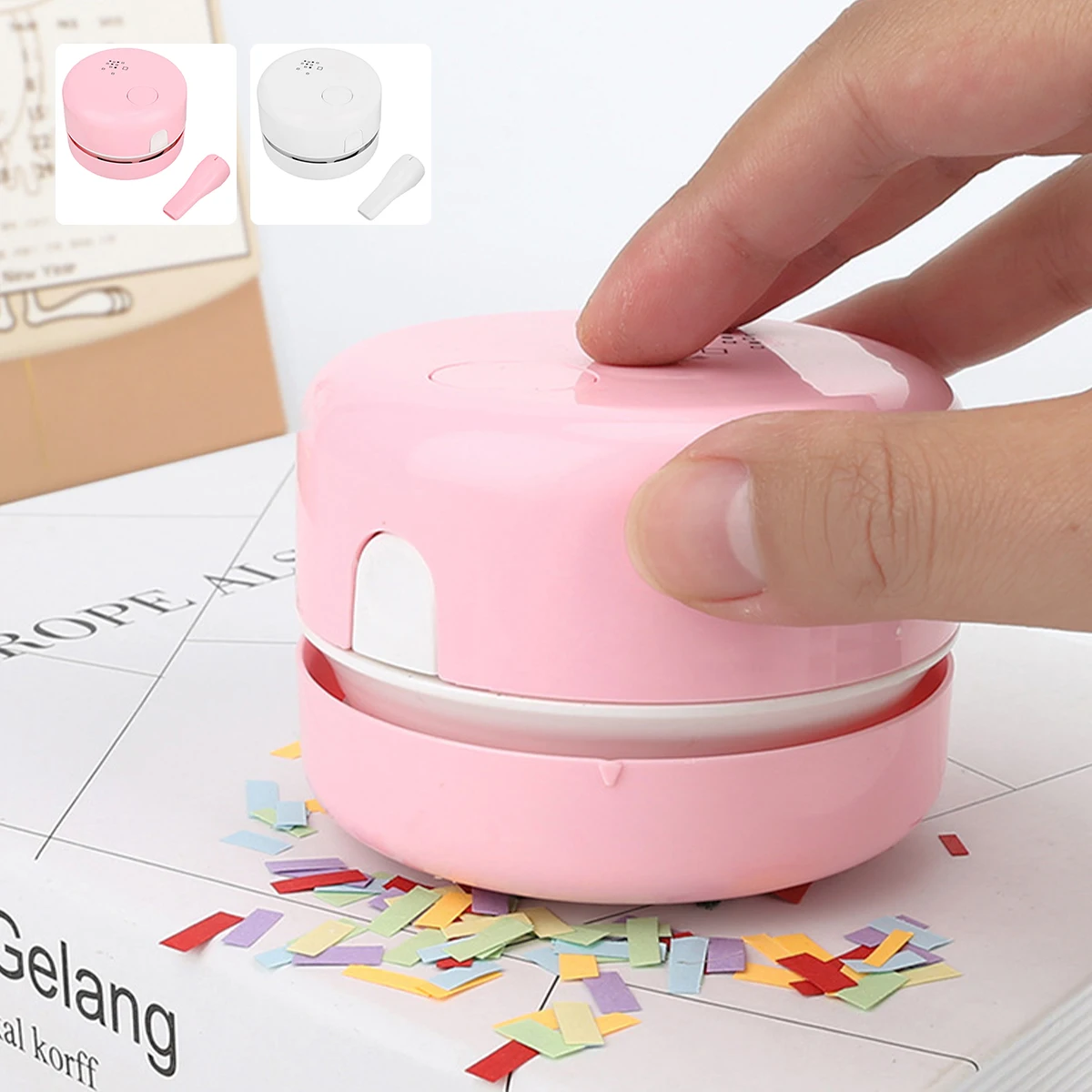 

Desktop Vacuum Cleaner Battery Operated Mini Table Dust Sweeper with Brush Handheld Keyboard Vacuum Cleaner Cordless Silent