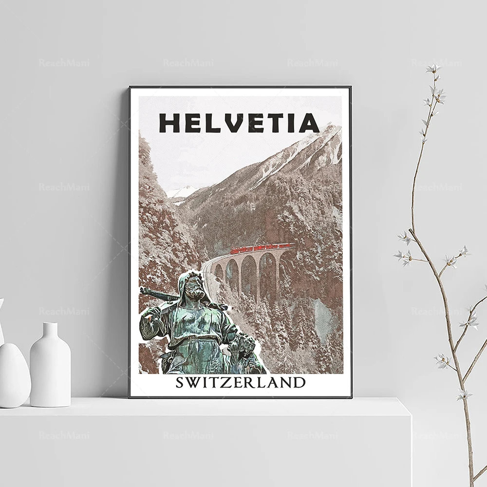 

Helwitt | Путешествия в Швейцарию постер | Вильям Tell | Постер в винтажном стиле | Швейцарский постер с изображением швейцарских героев