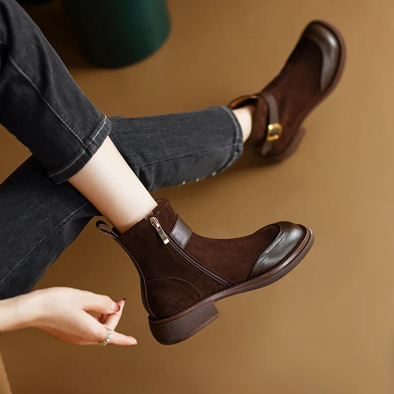 Suede Low Heels Ankle Platform Women Chelsea Boots Winter 2022 New Designer Chunky Casual Shoes Gladiator Modern Boots Mujer