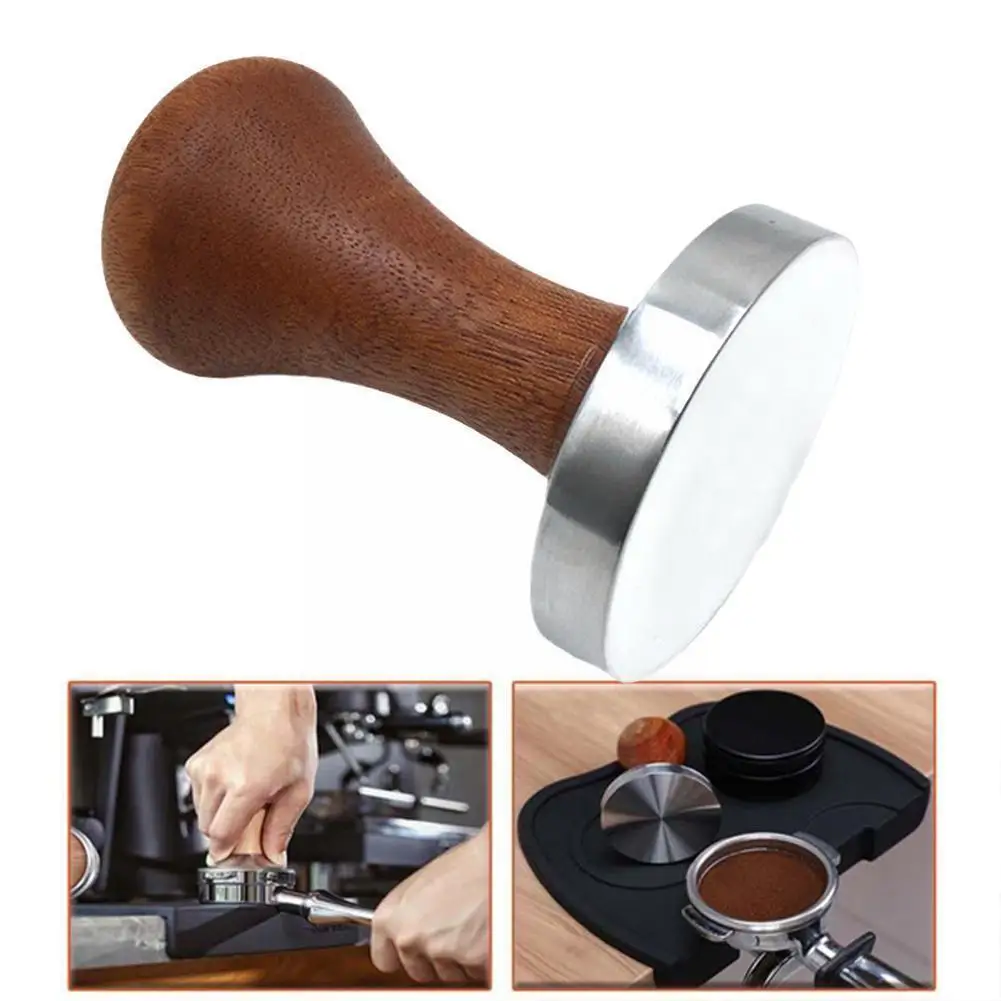

Mat Powder Hammer Coffee Distributor Powder Hammer Wood Tamper Pressure Tamper Espresso Coffee Handle 51mm/53mm/58mm N1A8