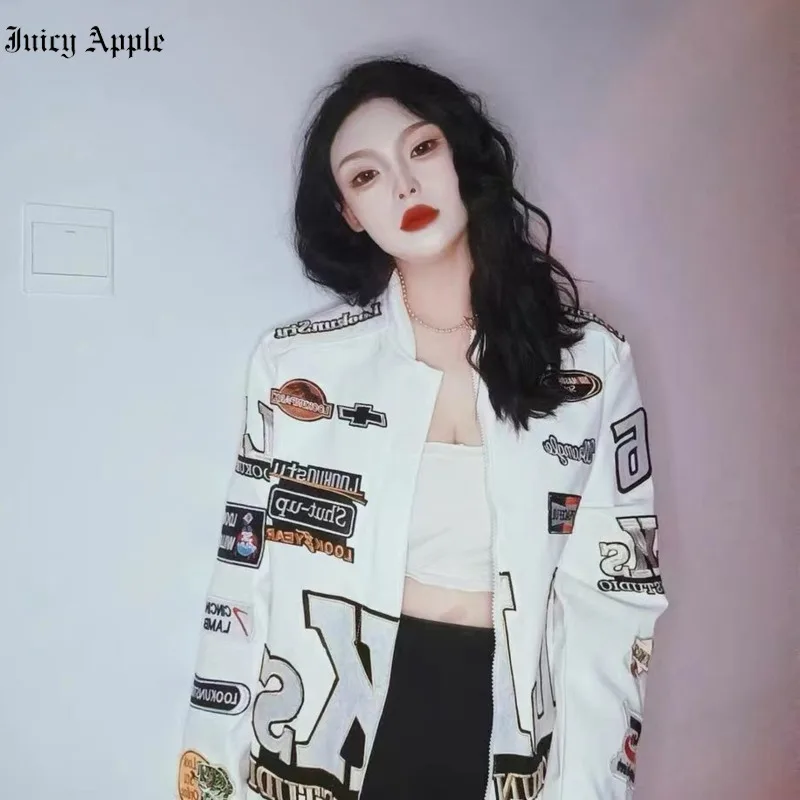 

Juicy Apple Bomber Woman Varsity Jacket Baseball Leather Jacket Embroidery Printing Racing Clothing Unisex Jackets Women Coat