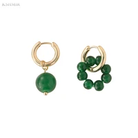french retro green opal earrings set female korean personality simple and versatile temperament fashion earrings