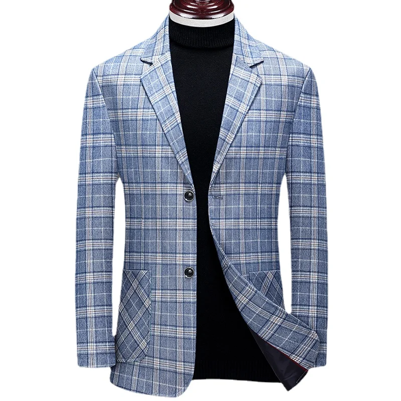 

2022 New Brand Classic Plaid Blazer Men Business Casual Homens Blazers Costume Homme Mariage Formal Suit Jackets Plus Size 3Xl