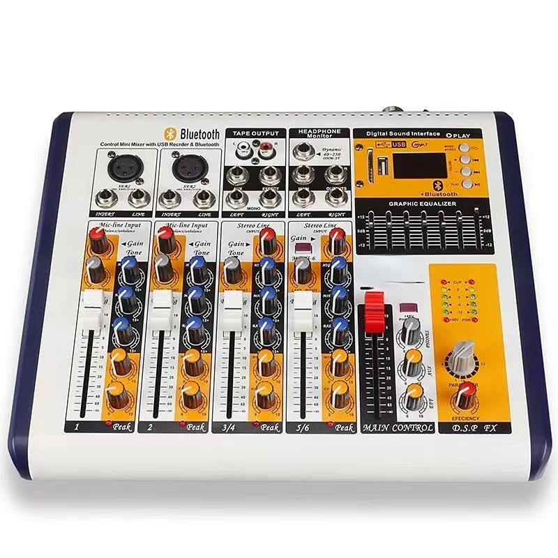

6 channel output Professional usb digital mixing console for studio recording sound equipment