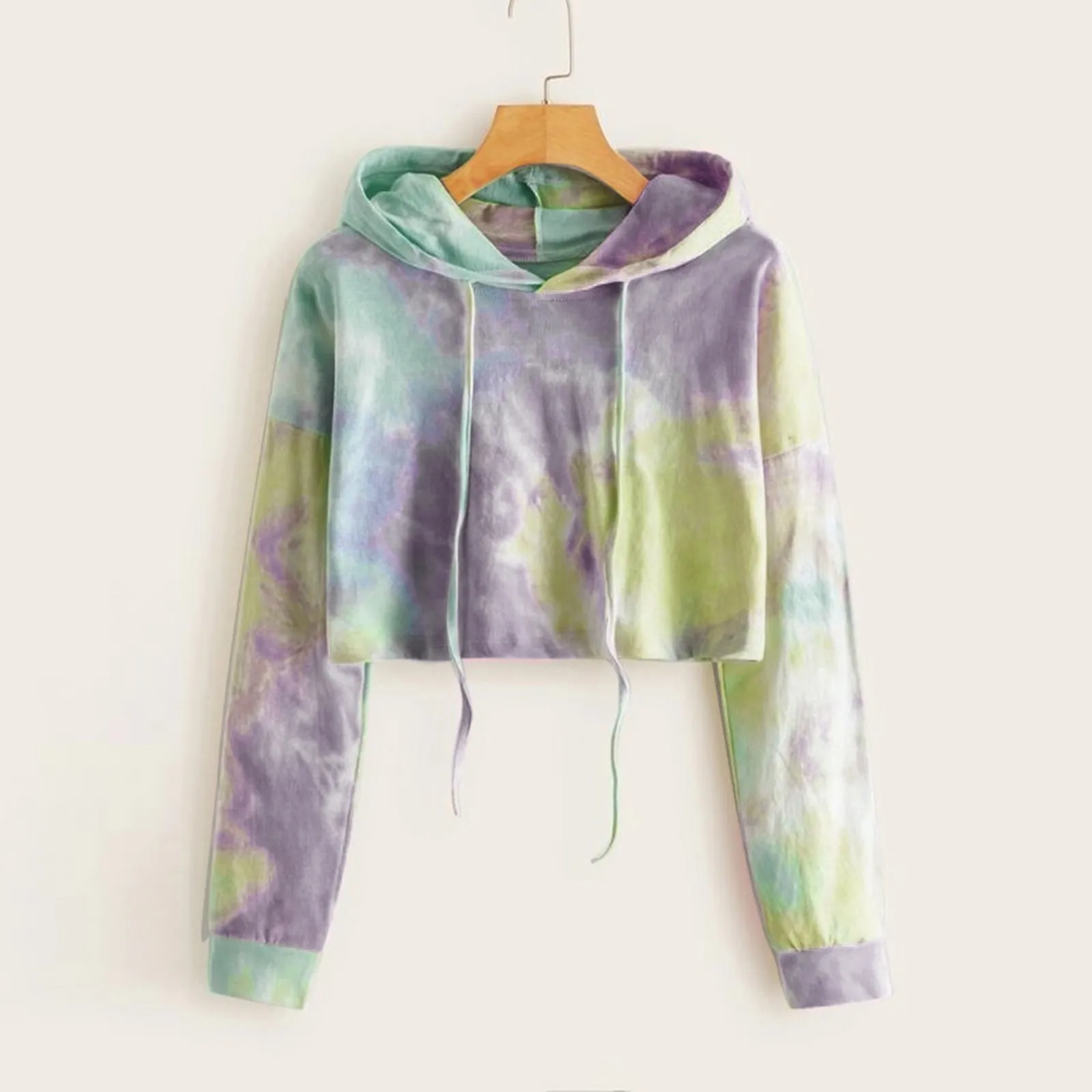

Women's Loose Casual Fashion Tie Dyed Short Hoodie Sweater Sweatshirt Women Pullover Fall Clothe