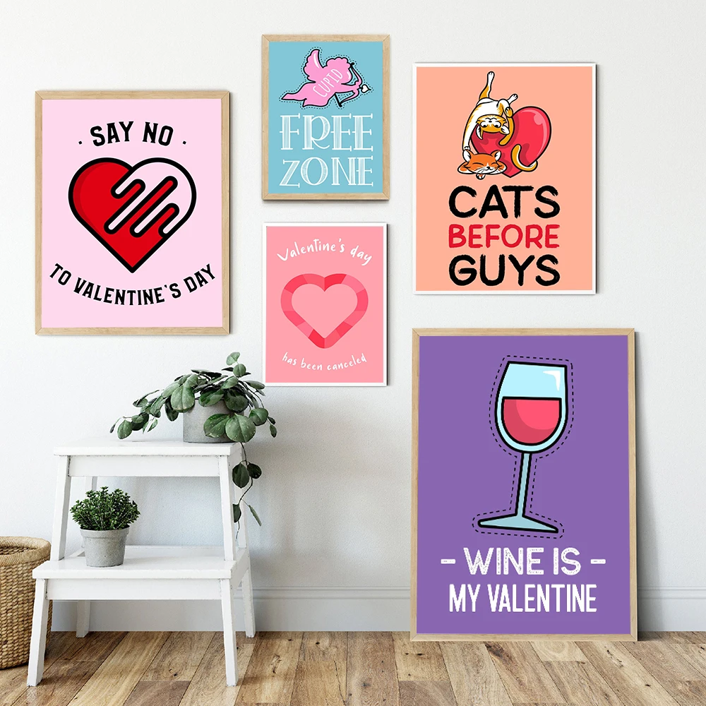 

Valentines Day Gift Colorful Quote Print Poster Couples Night Canvas Painting Cartoon Heart Wall Art Picture Bar Club Room Decor