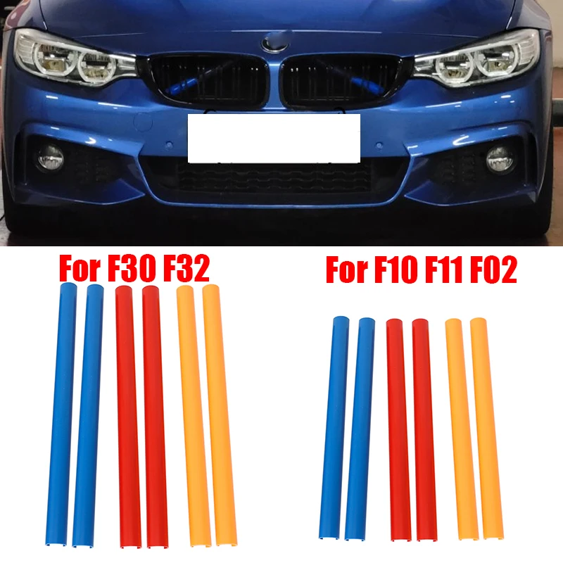 

Для BMW F10 F11 F02 F30 F32 2 шт. полоски для отделки передней решетки радиатора автомобиля M спортивный стиль декоративный чехол наклейки на раму
