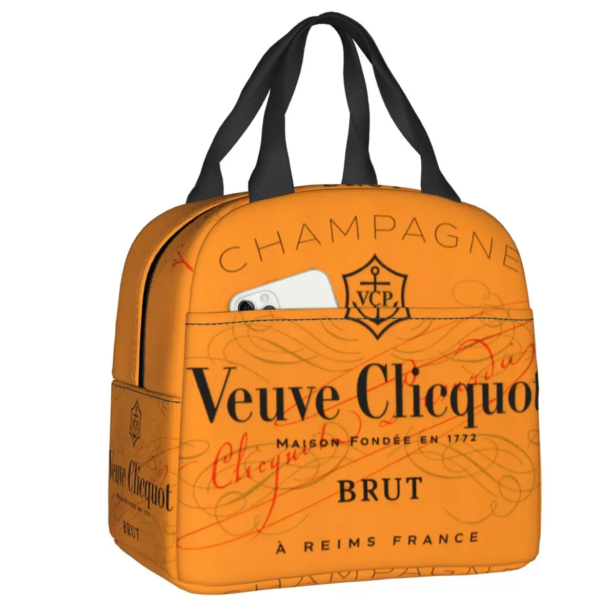 

Clicquot Champagne Thermal Insulated Lunch Bag Veuve VCP Resuable Lunch Container School Office Outdoor Multifunction Food Box