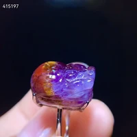 natural red auralite 23 cacoxenite pi xiu adjustable ring 16 411mm women 925 silver rutilated quartz jewelry aaaaaa