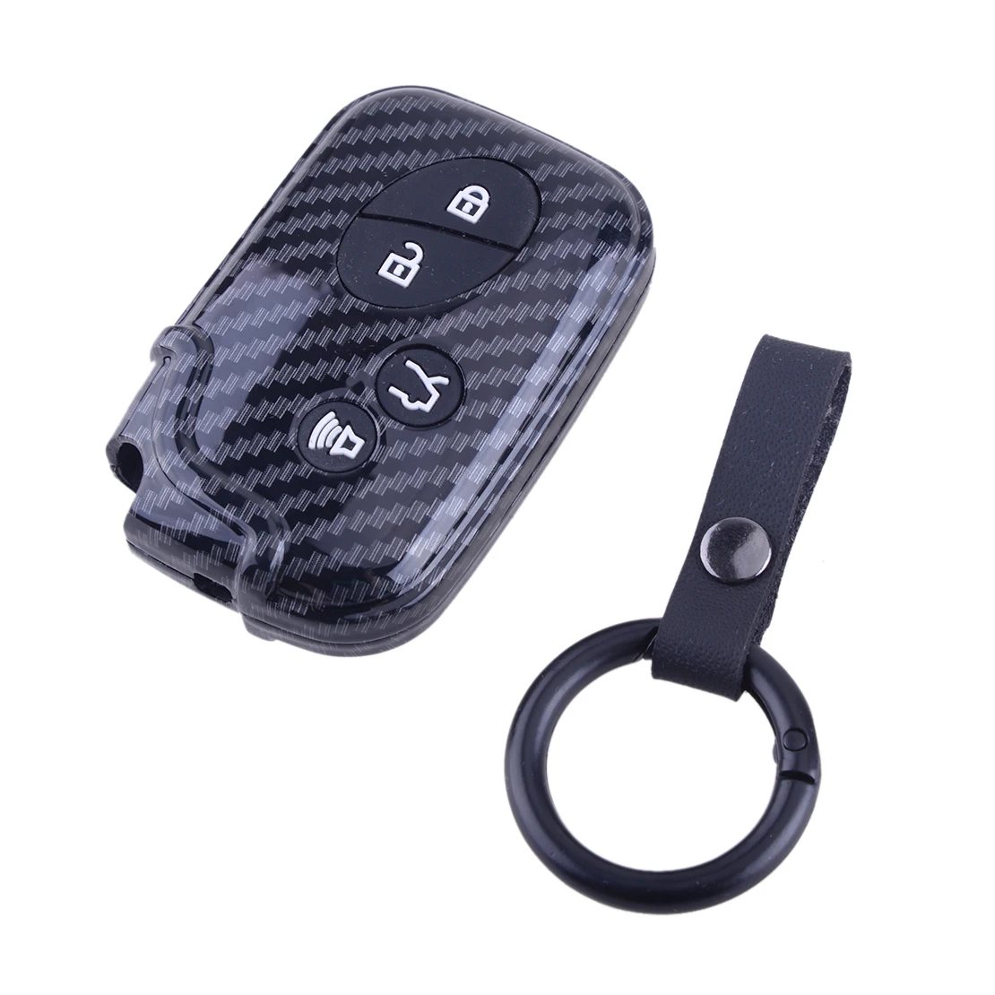 

Черный чехол-брелок для ключа с пультом дистанционного управления из углеродного волокна, подходит для Lexus RX450h CT200h HS250h LS460 ES350 IS350 IS250 GS460 GS450h ...