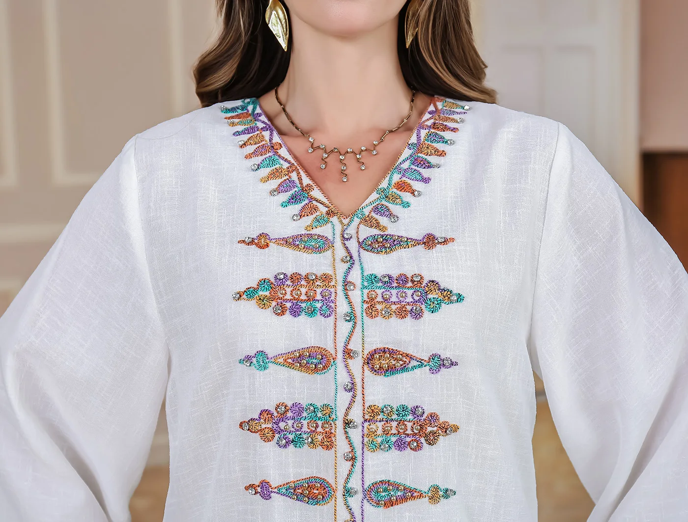 Дубай Абая платья с длинными рукавами и вышивкой для женщин элегантные