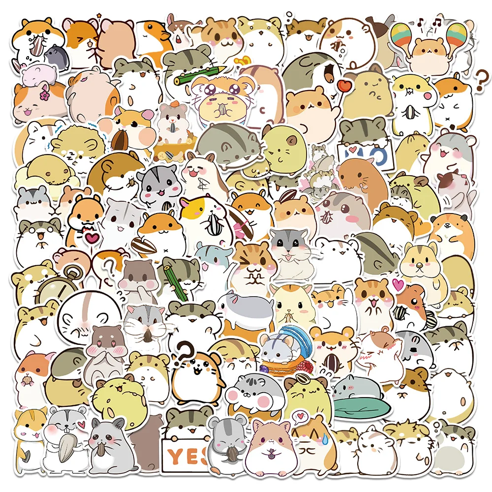 

10/50/100pcs Cartoon Hamster Stickers to DIY Laptop Waterproof Skateboard Motor Phone Car Scrapbooking Cute Stickers Kids Toy