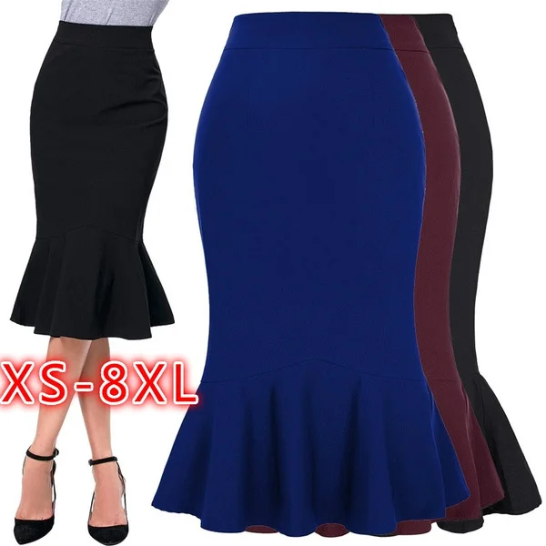 

2023 New Fashion Women's Causal Mermaid Hips-Wrapped Pencil Skirt Sexy Fishtail Skirt Slim High Waist A-line Dress XS-8XL