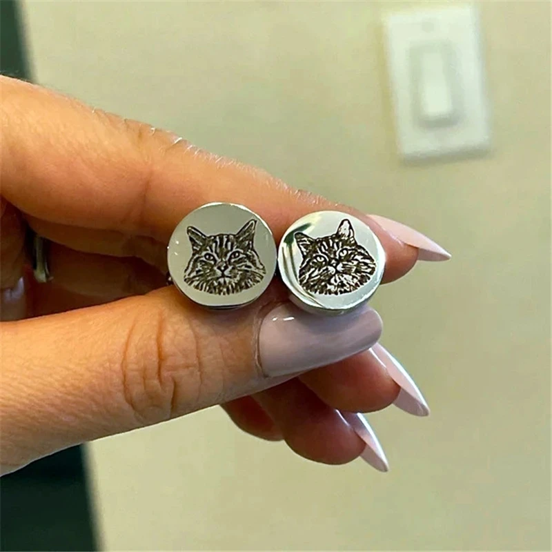 

Customize Cuff Links Pet Personalized Photo Dog Cat Rabbit Portrait Commemorative Valentine's Gifts Father's Day For Men