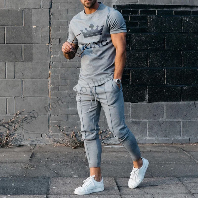 

3D Printing Casual Trend Oversize Clothes Summer Sportswear Suit Short Sleeve T-shirt Trousers Men's 2-piece Men's Sportswear
