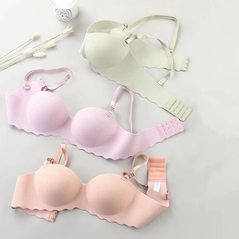 Bras For Women Sexy One-Piece Seamless Underwear Wireless Gather Push Up Top Breathable Bralette Candy Color Simple Lingerie