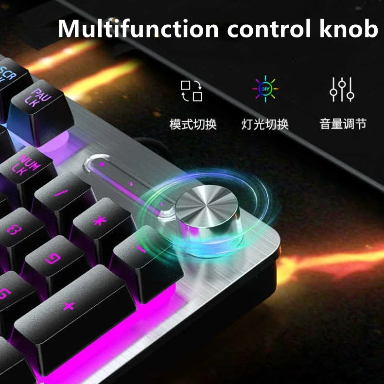 

Клавиатура проводная для компьютера, USB-клавиатура, металлическая игровая клавиатура для ноутбука, не выцветает, набор мышей и клавиатуры с ...