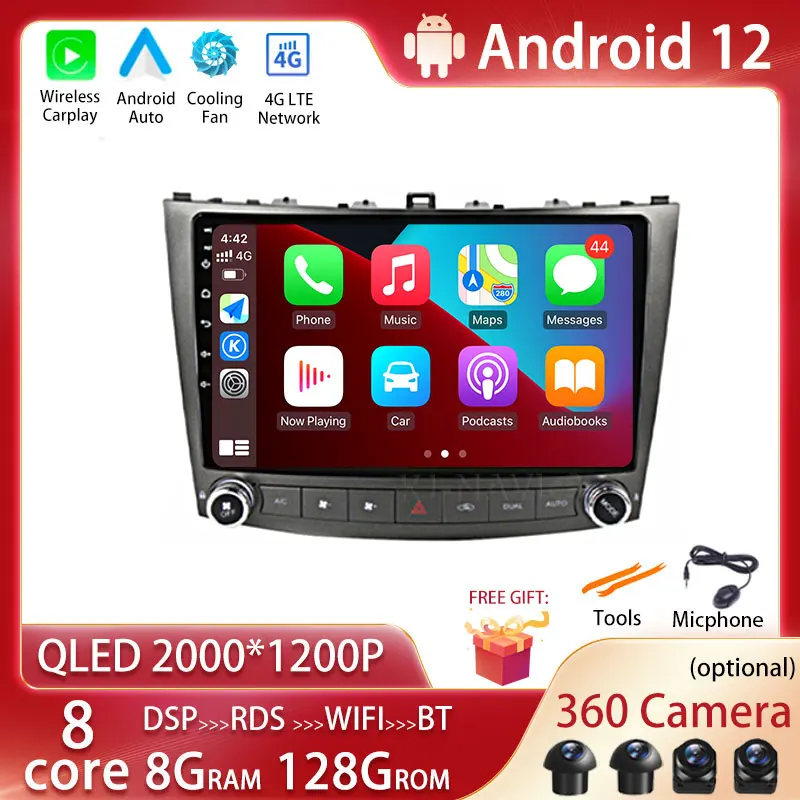 

9 ''Android 12 радио для Lexus IS250 IS300 IS200 IS220 IS350 2005-2012 Автомобильная Мультимедийная навигация Сенсорный экран Авторадио BT без DVD