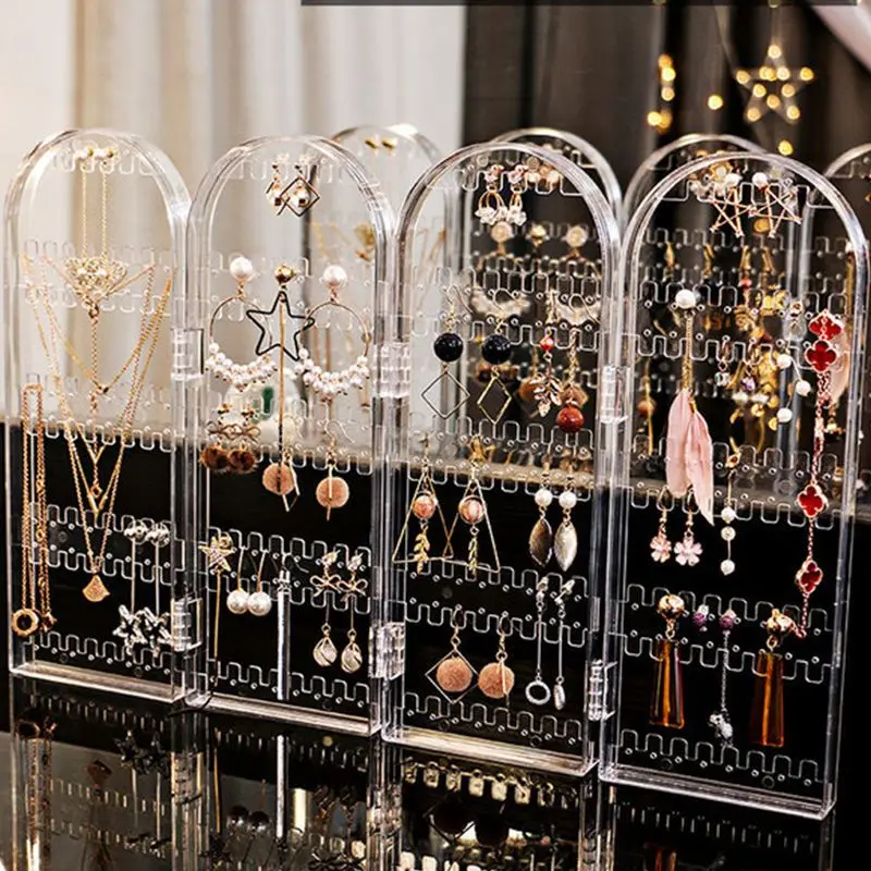 Пластиковая прозрачная витрина для сережек-гвоздиков складная сережек и