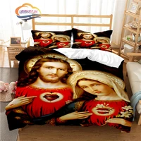 religion series bedding quilt sets %e3%80%81jesus pattern duvet quilt cover pillowcase sets large size double bed three piece set