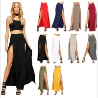 2022 high waisted sexy ladies skirts womens double slits summer solid long maxi skirt wholesale 51 valentines day gifts s m