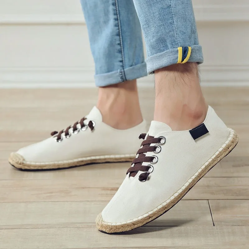 

Men's Canvas Shoes Retro Fisherman Shoes Daily Slip-on Casual Shoes Canvas Upper Linen Insoles Flats Sneakers Zapatillas Hombre