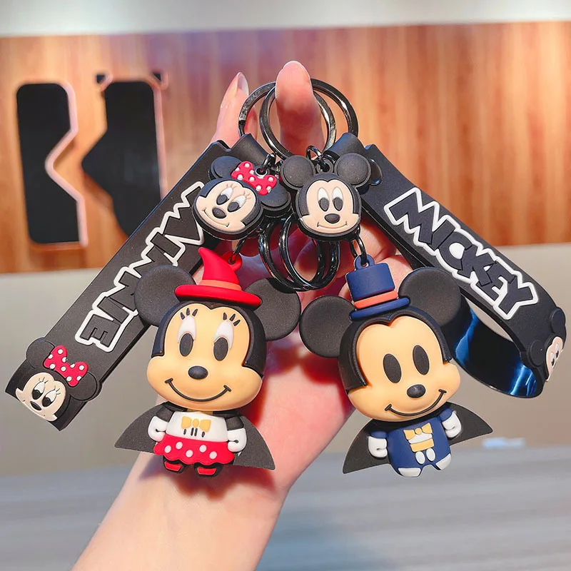 

Disney Mickey Mouse Keychains Cute Cartoon Figure Keyring Kawaii Minnie Key Chain Accessories Model Kid Toy Children Gift