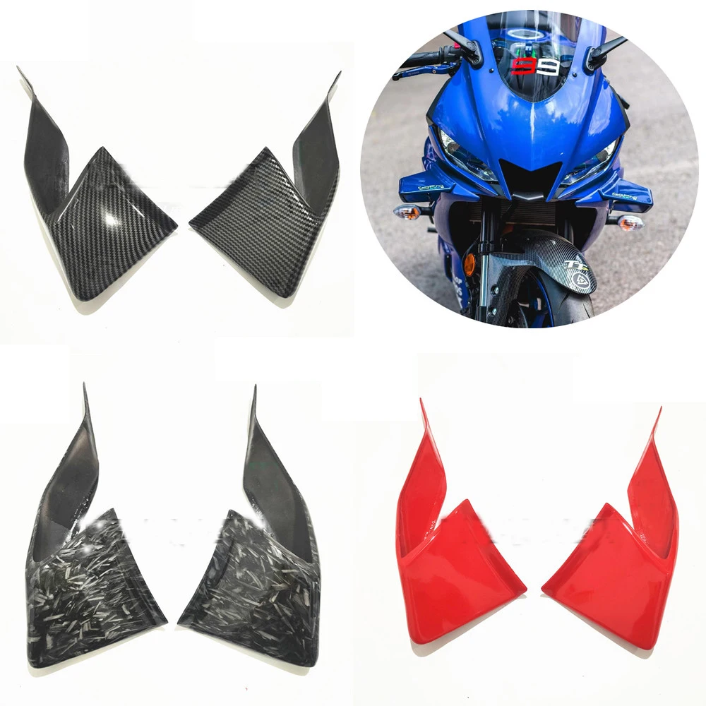 

Мотоциклетные аксессуары Winglet R25, аэродинамический верхний спойлер крыла обтекателя Для amaha YZF R3 2019 2020 2021 2022 углеродное волокно