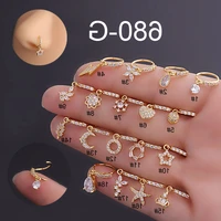 1piece piercing 8mm nose ring cuff body jewelry for women trend ear cuffs safety pin moon star water drop dangle nose ring