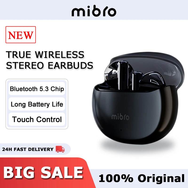 

Mibro Earbuds2 Bluetooth V5.3 Earphones 25 Hours Battery Life 13mm Dynamic Horn TWS Wireless Headphones IPX5 Waterproof Headset