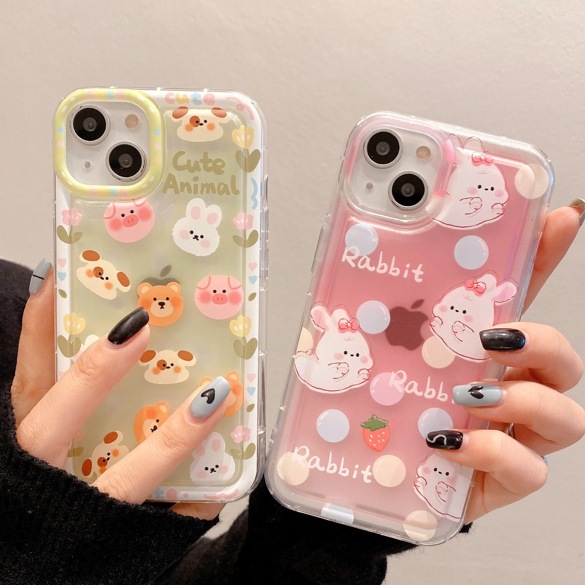 

Cartoon Cute Animal Case for iPhone 14 13 12 11 X XS Pro Max Silicone Case Clear TPU Protective Phone Cover for Women Girls